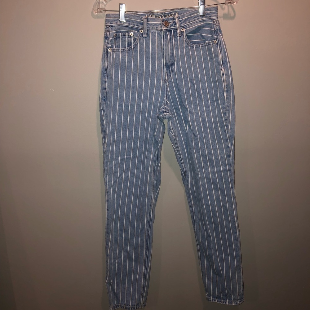 Striped American Eagle Mom Jeans